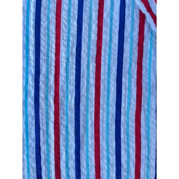 Addison Bay Naples Dress Americana Stripe Seersucker Shirt Coverup - Size XL - Picture 11 of 14